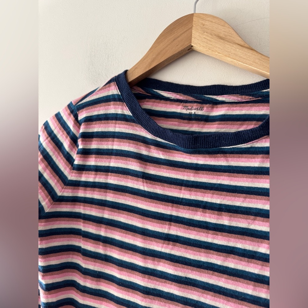 Madewell Whisper Cotton Rib-Crewneck Long-Sleeve Tee in Jessica‎ Stripe - Picture 3 of 8